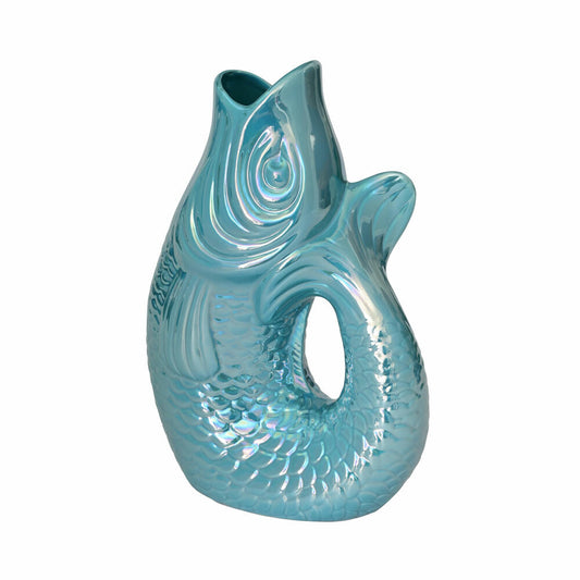 Gift Company Vase Monsieur Carafon L, decorative vase in fish shape, stoneware, Rainbow Ocean, 31cm, 1087405093