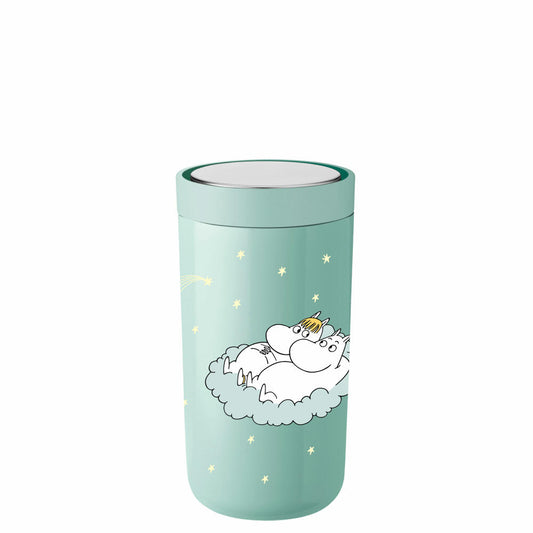 Stelton Thermobecher To Go Click - Moomin Shooting Star, Edelstahl, Kunststoff, Hellblau, 200 ml, 1370-13