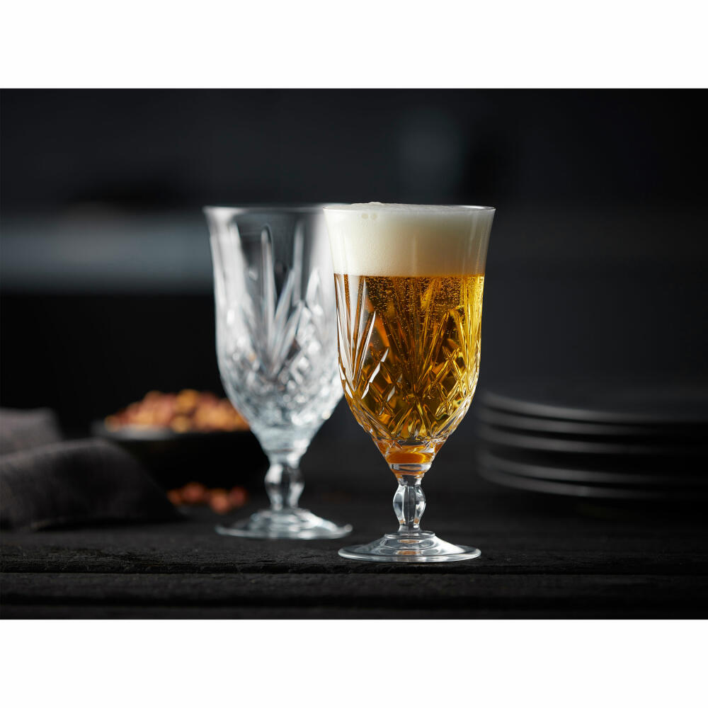 Lyngby Glass Beer Glass Melodia Set of 4, Beer Goblets, Crystal Glass, Clear, 400 ml, 916094