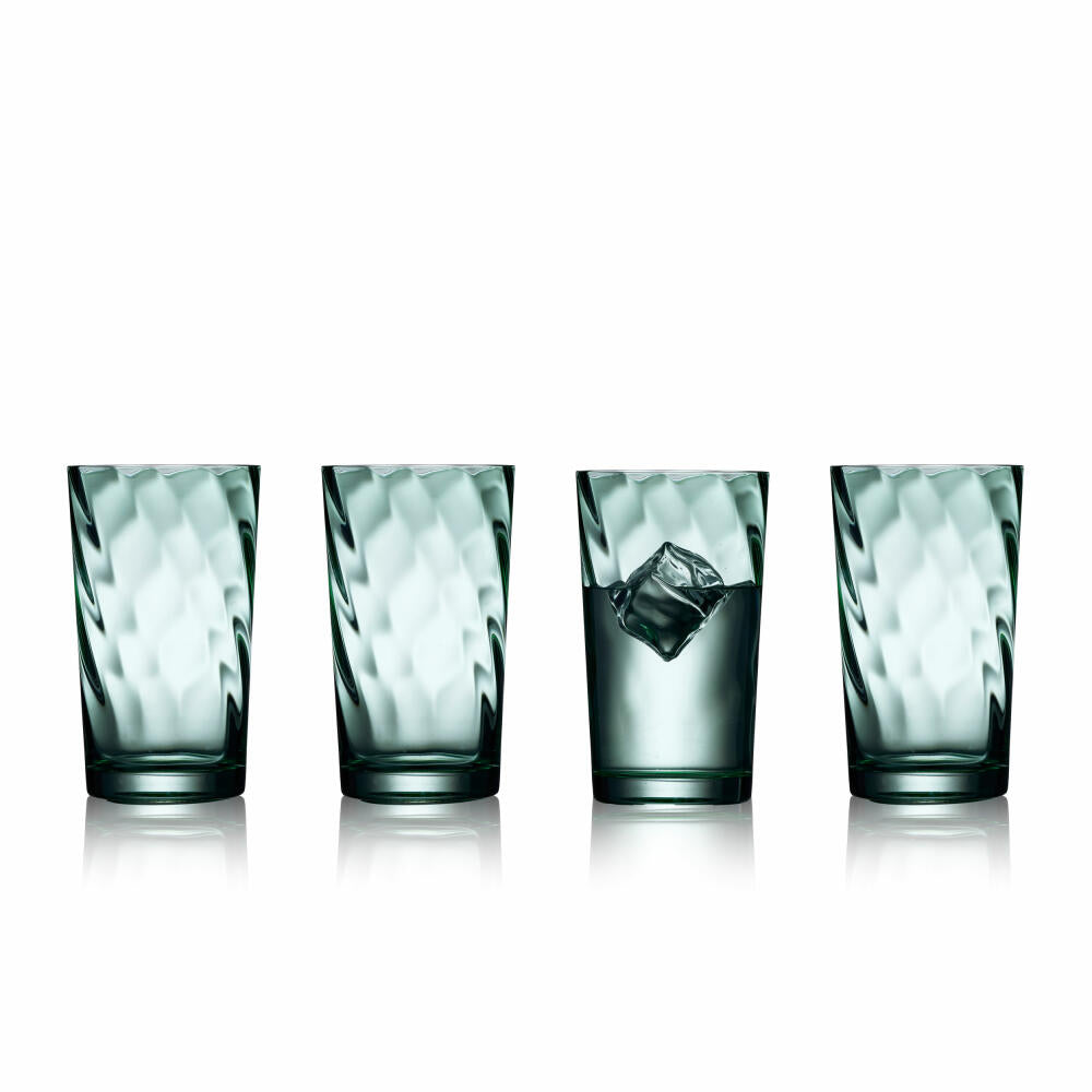 Lyngby Glas Highball Glass Vienna Set of 4, Long Drink Glasses, Glass, Green, 450 ml, 31721