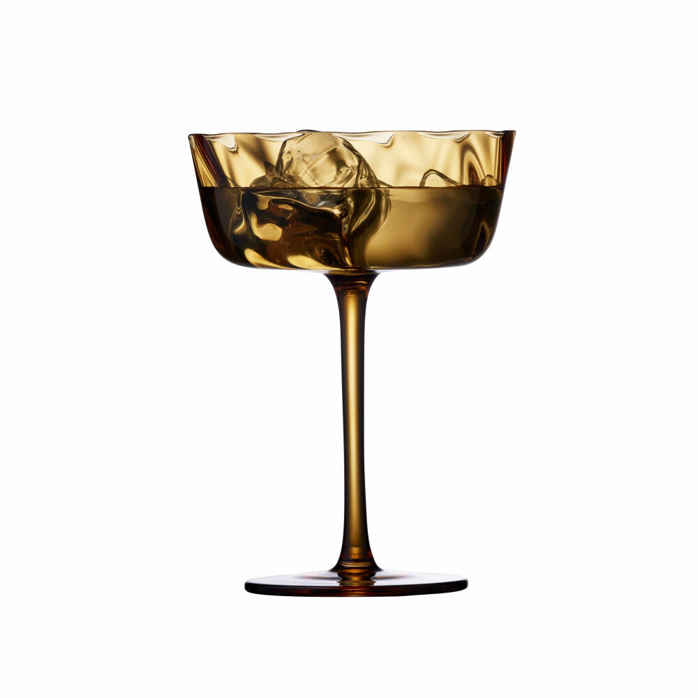 Lyngby Glas Champagne Bowl Vienna Amber Set of 4, Champagne Bowls, Glass, Brown, 350 ml, 31732