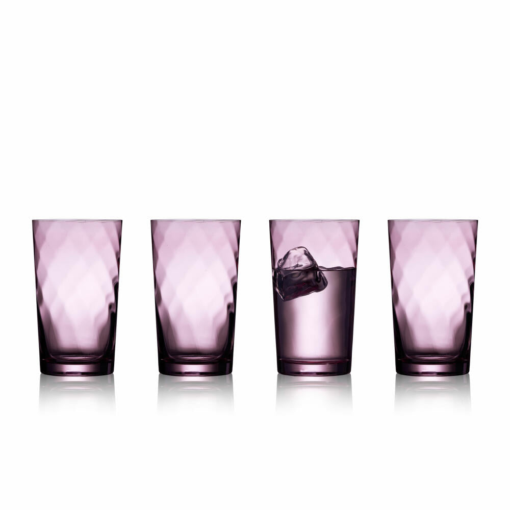 Lyngby Glass Highball Glass Vienna Purple Set of 4 Long Drink Glasses, Glass, Purple, 450 ml, 31723