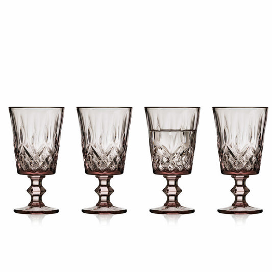 Lyngby Glas Weinglas Sorrento 4er Set, Kelchgläser, Glas, Pink, 290 ml, 32367