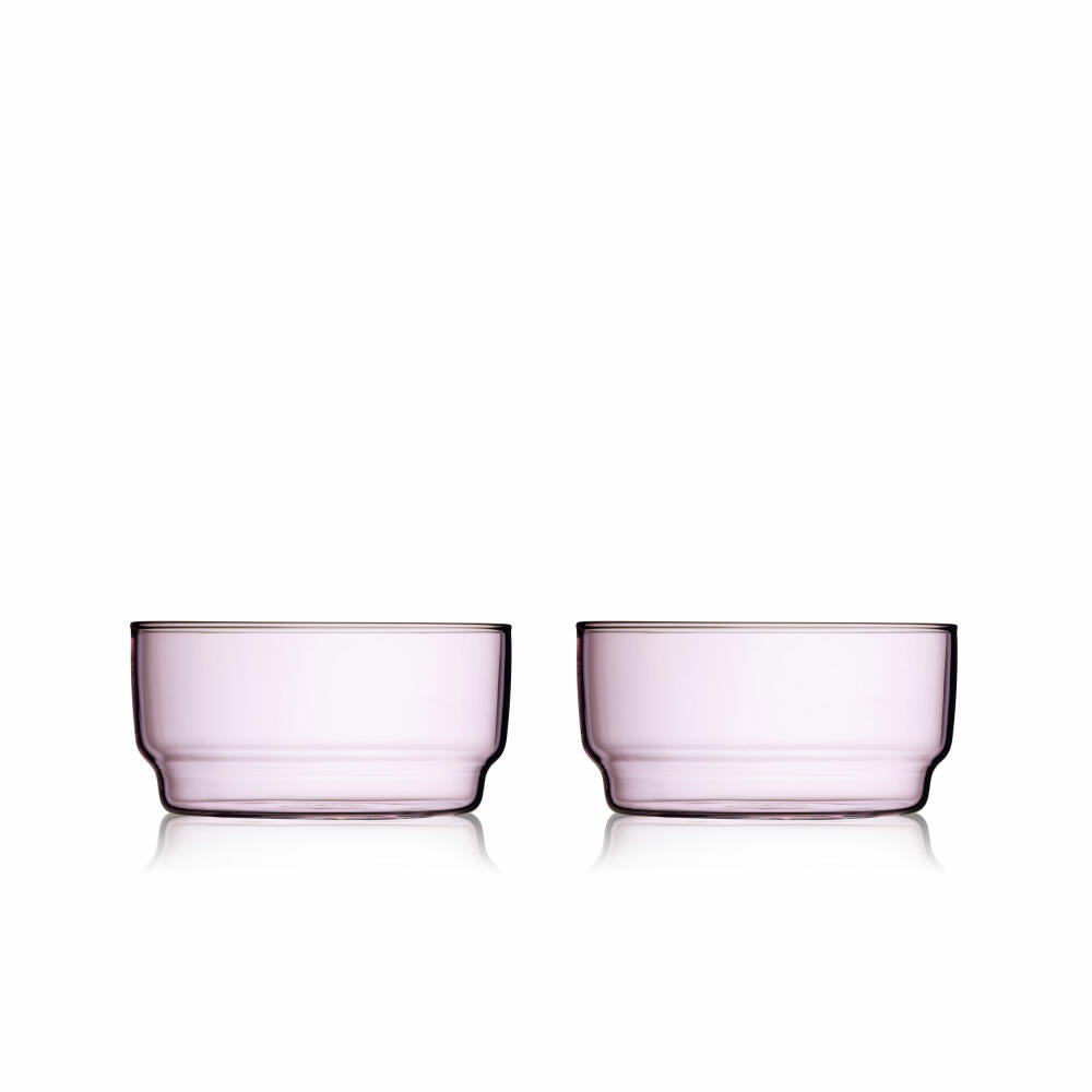 Lyngby Glas Bowl Torino Set of 2, Bowls, Glass, Pink, 12 cm, 32369