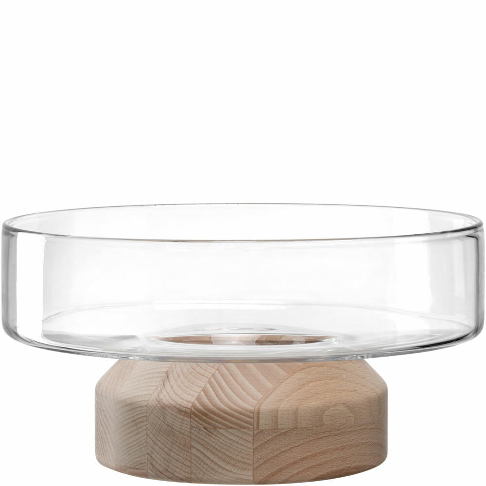 Leonardo Legno bowl, on wooden base, decorative bowl, fruit bowl, bowl, wood / glass, Ø 26.5 cm, 084752