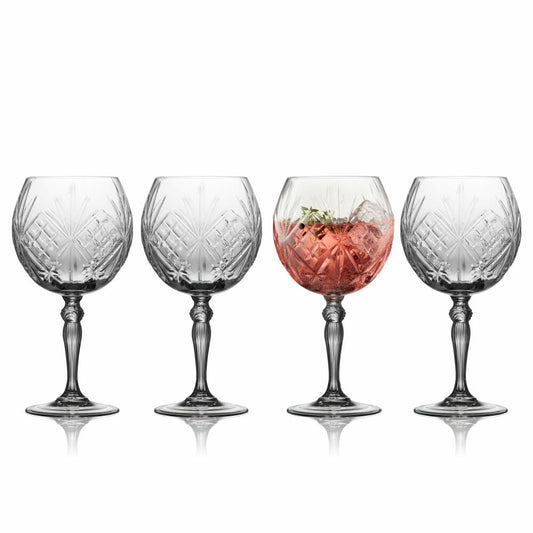 Lyngby Glass Gin &amp; Tonic Glass Melodia Set of 4, Crystal Glass, Transparent, 650 ml, 33654