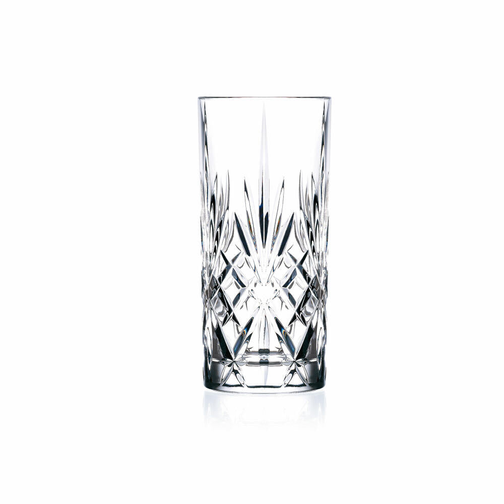 Lyngby Glass Highball Glass Melodia Set of 6 Long Drink Glasses, Crystal Glass, Clear, 360 ml, 916105