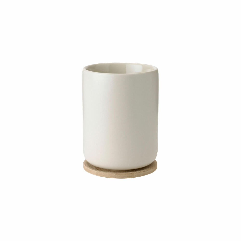 Stelton Thermo Mug Theo with Coaster, Stoneware, Bamboo, Sand, 250 ml, X-641-1