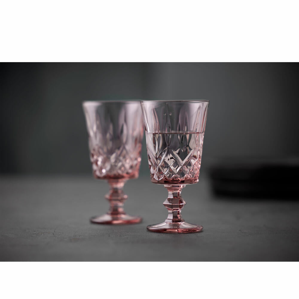 Lyngby Glas wine glass Sorrento set of 4, goblet glasses, glass, pink, 290 ml, 32367