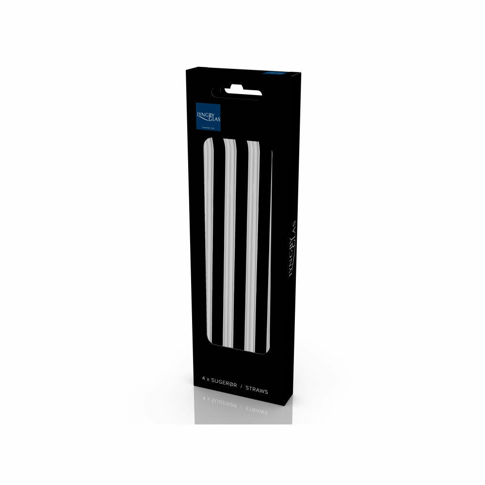 Lyngby Glass Drinking Straw Bent Set of 4, Glass Straws, Glass, Transparent, 21.5 cm, 32766