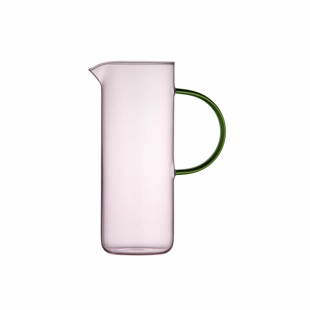 Lyngby Glas glass jug Torino, jug, pitcher, glass, pink, green, 1.1 L, 30194