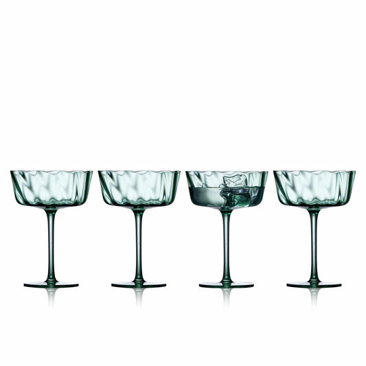 Lyngby Glas Champagne Bowl Vienna Set of 4, Champagne Bowls, Glass, Green, 350 ml, 31731