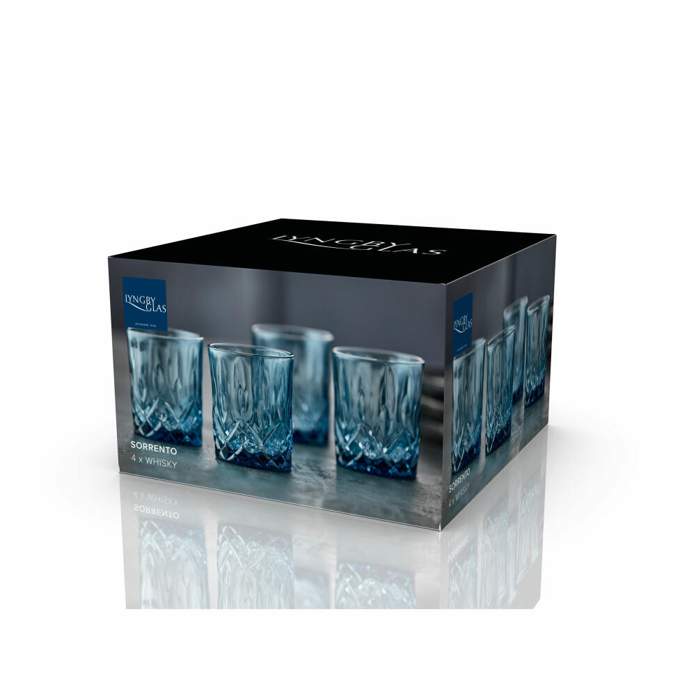 Lyngby glass whiskey glass Sorrento set of 4, tumblers, glass, blue, 320 ml, 31478