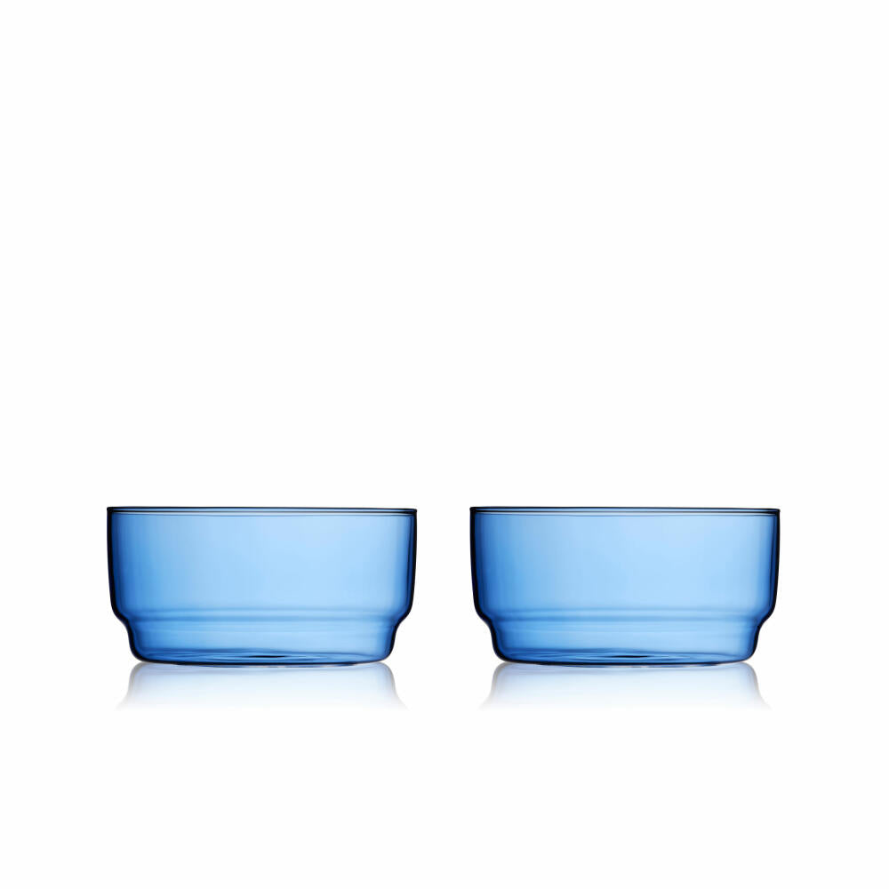 Lyngby Glas Bowl Torino Set of 2, Bowls, Glass, Blue, 12 cm, 32368