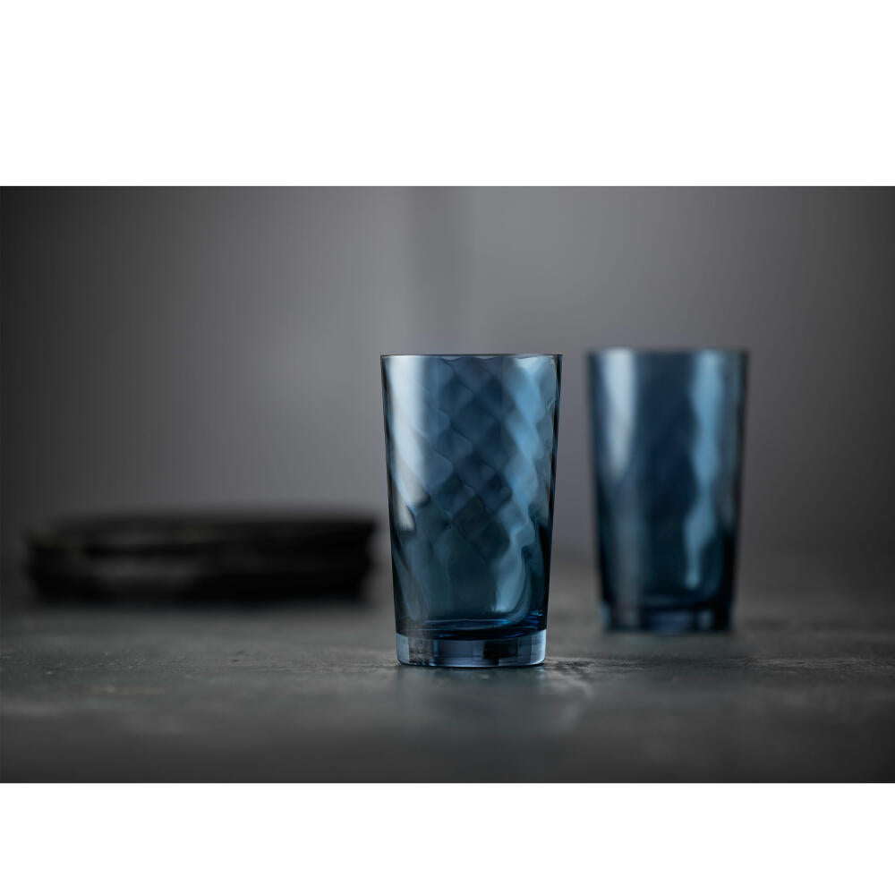 Lyngby Glas Highball Glass Vienna Set of 4, Long Drink Glasses, Glass, Blue, 450 ml, 31720