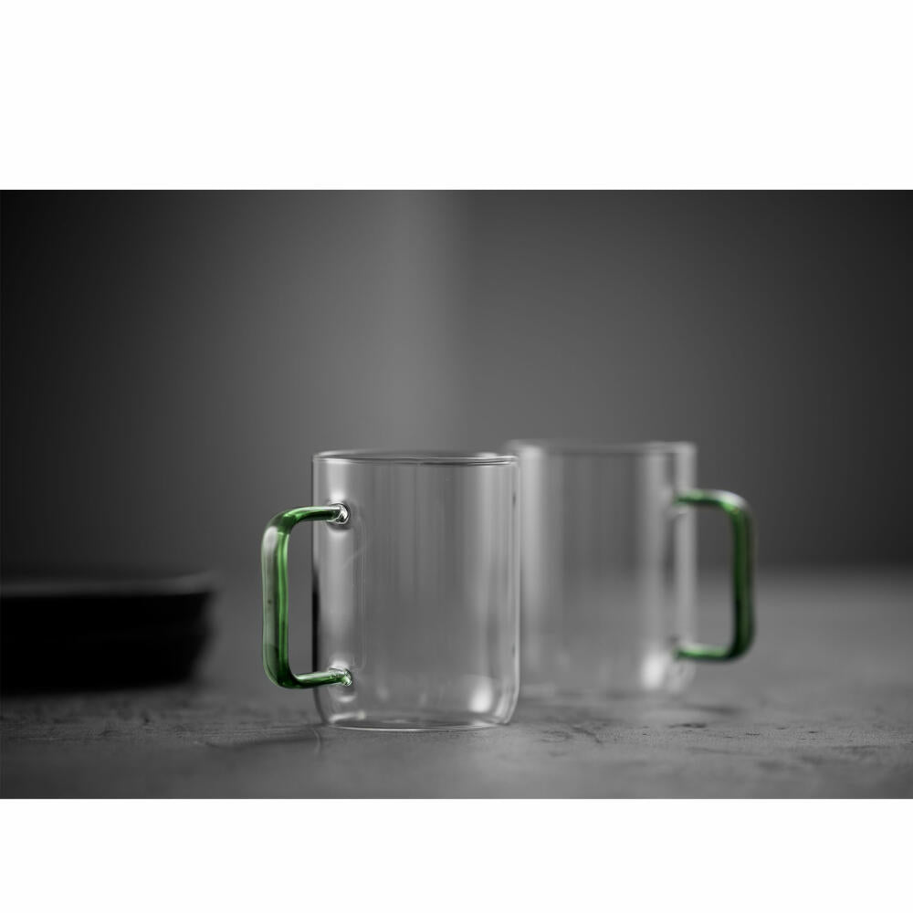 Lyngby Glas Torino glass mugs set of 2, handle mugs, glass, green, 400 ml, 32768