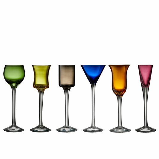 Lyngby Glas Schnapsglas-Set 6-tlg., Stielgläser für Spirituosen, Glas, Bunt, 916208