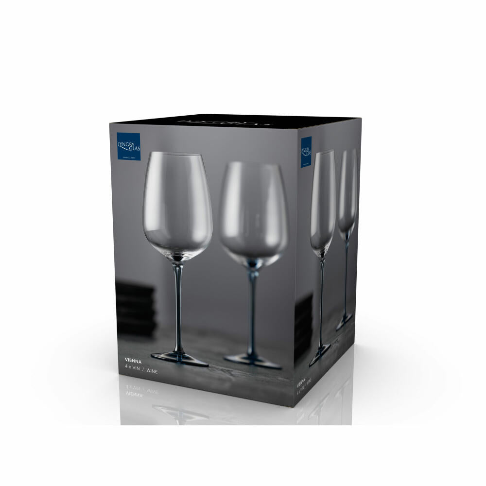 Lyngby Glas wine glass Vienna set of 4, stemmed glasses, glass, blue, 530 ml, 31726