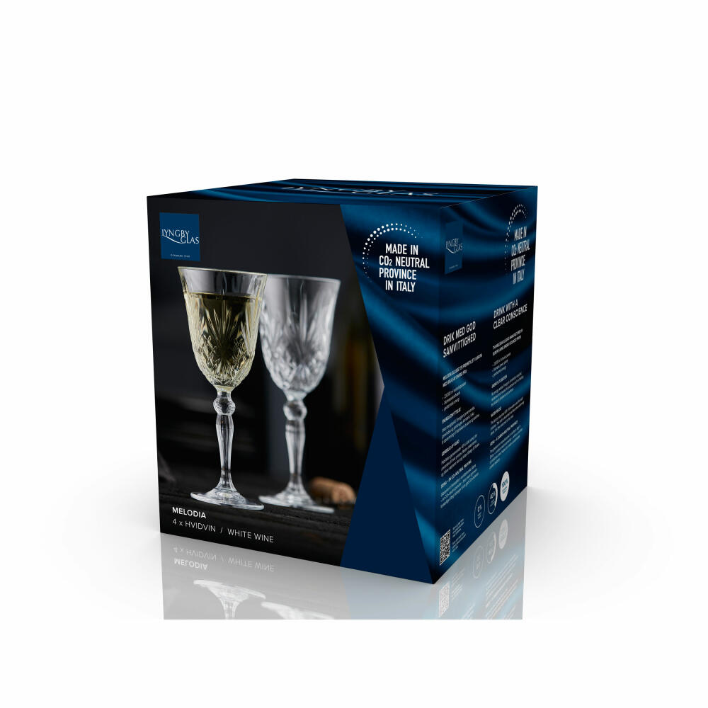 Lyngby Glas white wine glass Melodia set of 4, crystal glass, clear, 210 ml, 916099