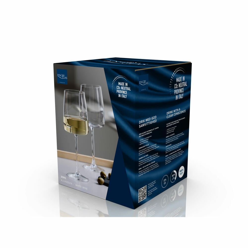 Lyngby Glas White Wine Glass Zero Set of 4, Wine Glasses, Crystal Glass, Clear, 430 ml, 12266