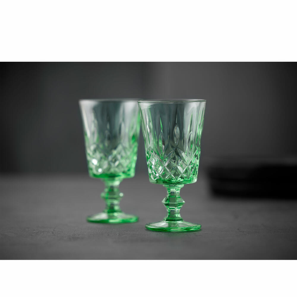 Lyngby Glas wine glass Sorrento set of 4, goblet glasses, glass, green, 290 ml, 32361