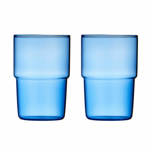 Lyngby Glas Trinkglas Torino 2er Set, Becher, Glas, Blau, 400 ml, 30196