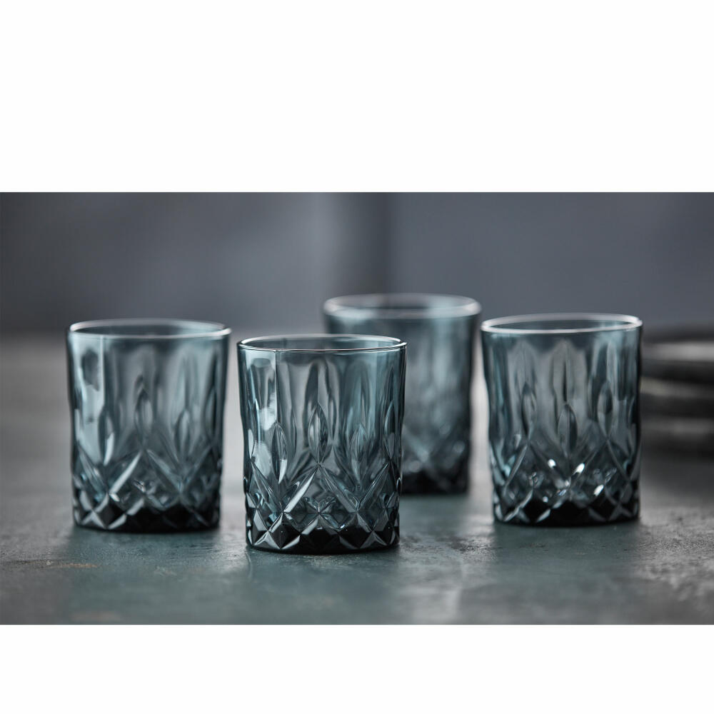 Lyngby glass whiskey glass Sorrento Smoke set of 4, tumblers, glass, gray, 320 ml, 31488