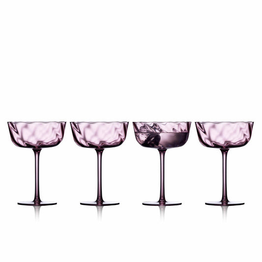 Lyngby Glas Champagne Bowl Vienna Purple Set of 4, Champagne Bowls, Glass, Purple, 350 ml, 31733