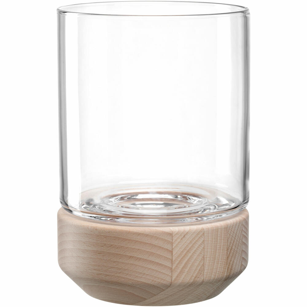 Leonardo lantern Legno, on wooden base, candlestick, candle holder, glass / wood, H 21 cm, 084750