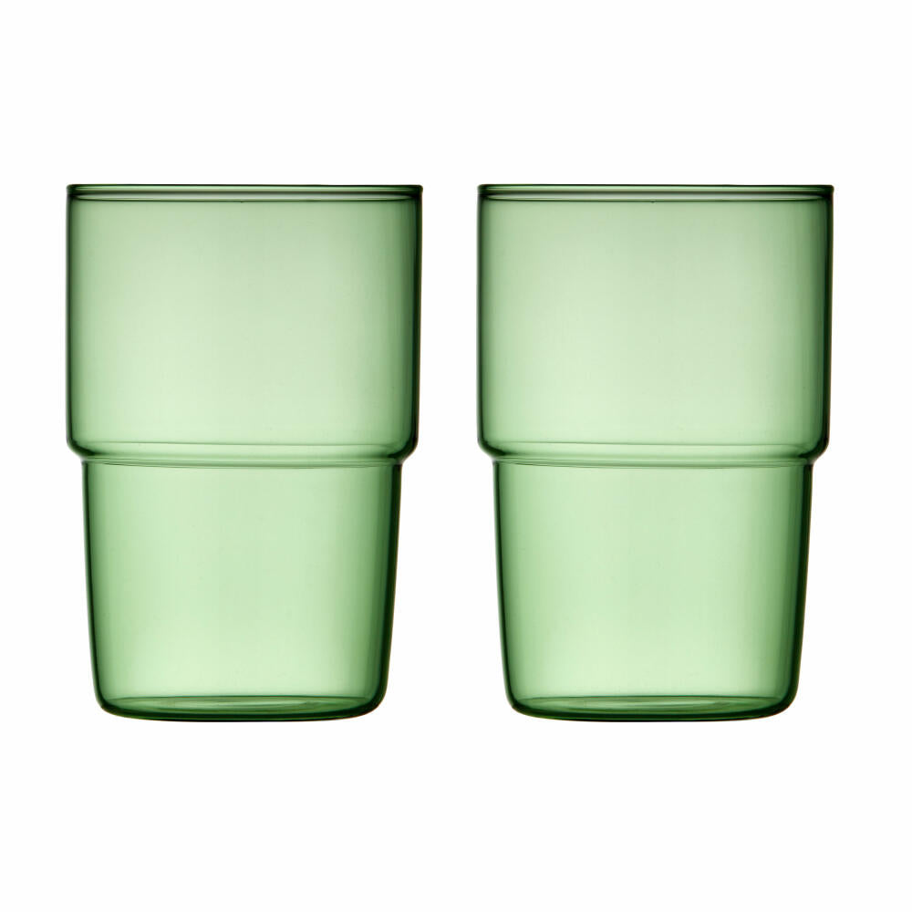 Lyngby Glas drinking glass Torino set of 2, mug, glass, green, 400 ml, 30198