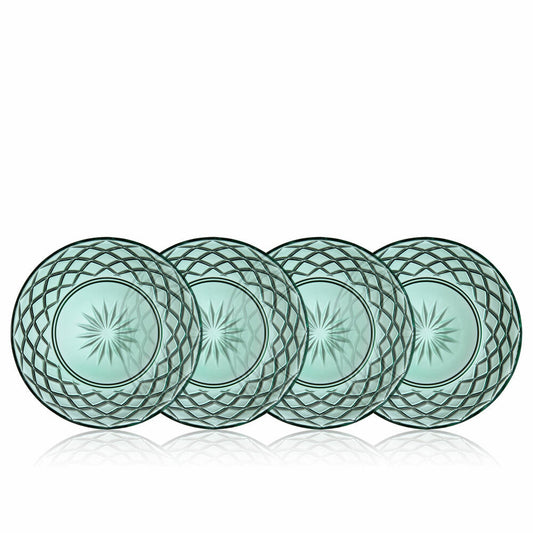 Lyngby Glas glass plate Sorrento set of 4, dinner plate, glass, green, 21 cm, 32010