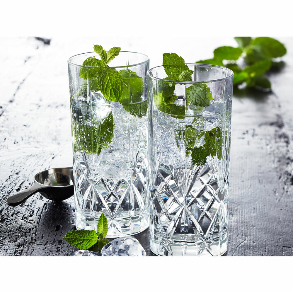 Lyngby Glass Highball Glass Melodia Set of 6 Long Drink Glasses, Crystal Glass, Clear, 360 ml, 916105