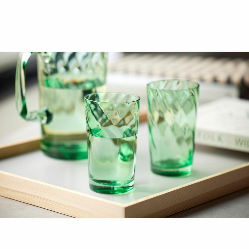 Lyngby Glas Highball Glass Vienna Set of 4, Long Drink Glasses, Glass, Green, 450 ml, 31721