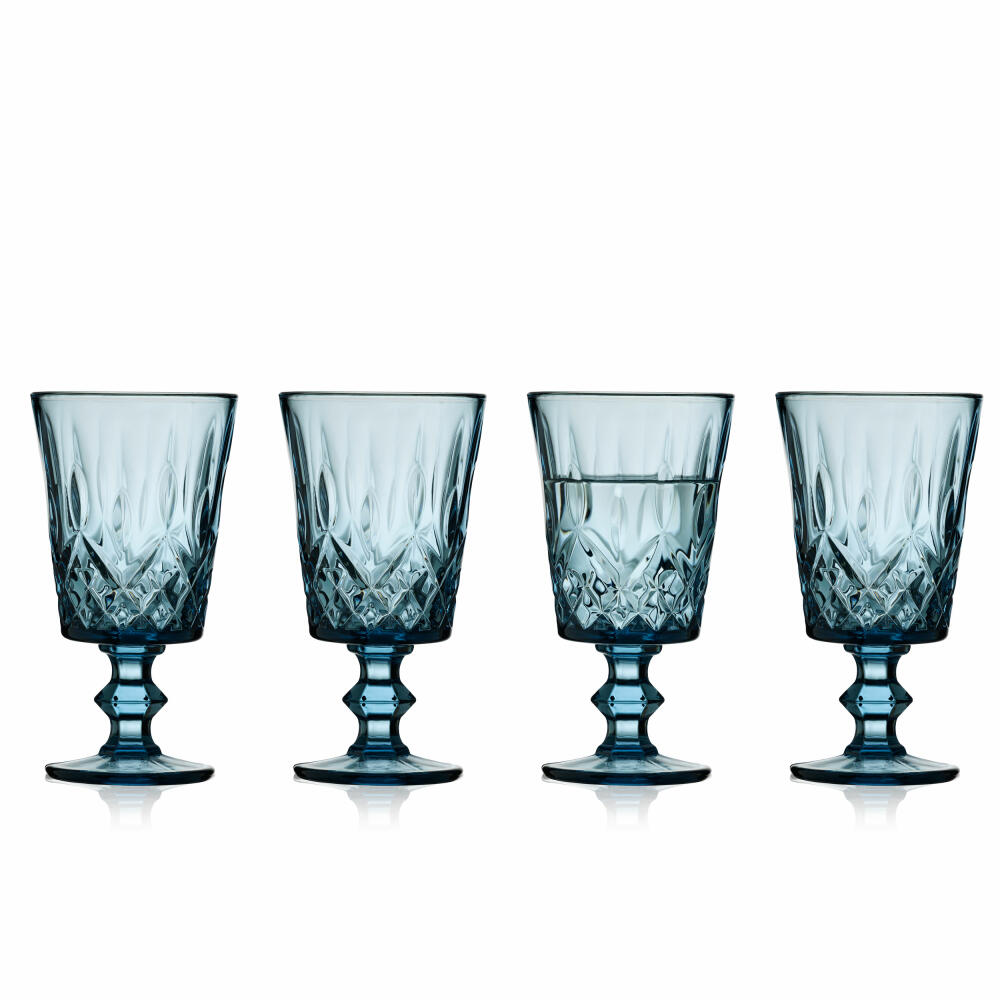 Lyngby Glas wine glass Sorrento set of 4, goblet glasses, glass, blue, 290 ml, 32360