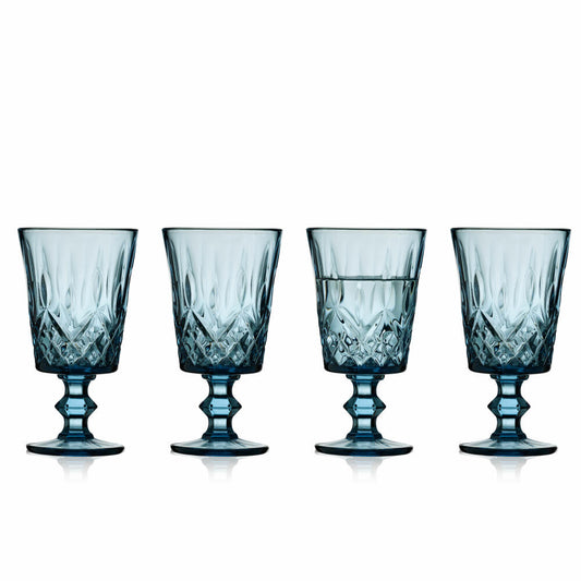 Lyngby Glas Weinglas Sorrento 4er Set, Kelchgläser, Glas, Blau, 290 ml, 32360