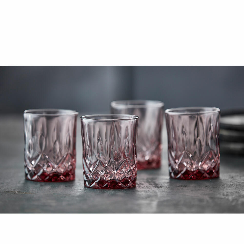 Lyngby glass whiskey glass Sorrento set of 4, tumbler, glass, pink, 320 ml, 31479