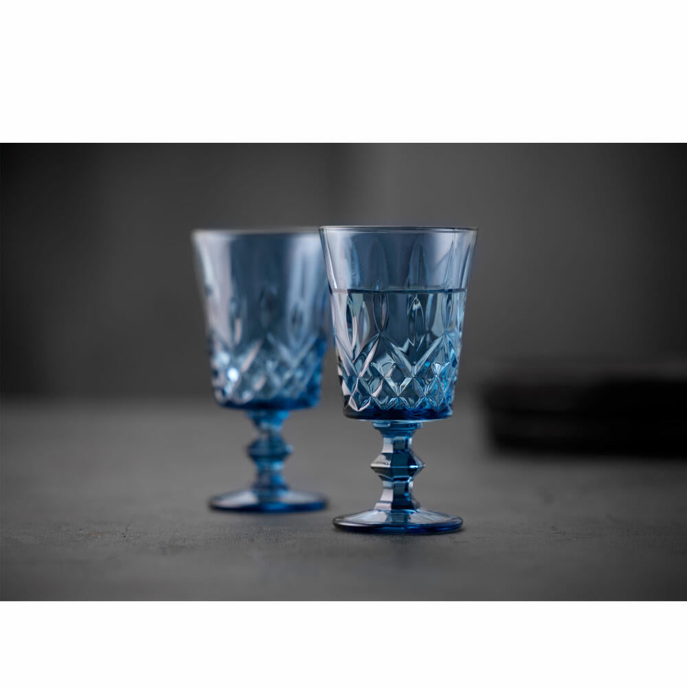 Lyngby Glas wine glass Sorrento set of 4, goblet glasses, glass, blue, 290 ml, 32360