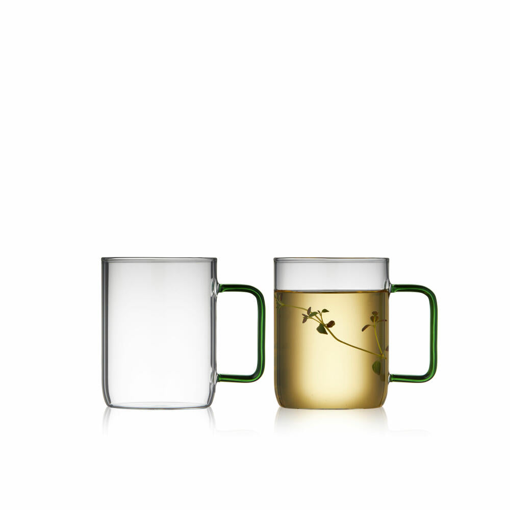 Lyngby Glas Torino glass mugs set of 2, handle mugs, glass, green, 400 ml, 32768