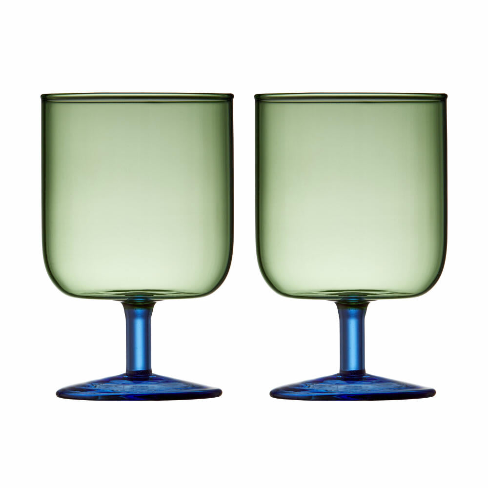 Lyngby Glas wine glass Torino set of 2, stemmed glasses, glass, green, blue, 300 ml, 30204