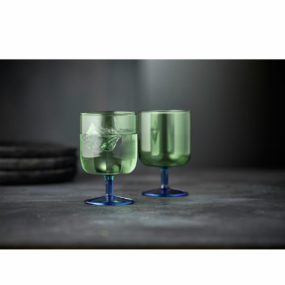 Lyngby Glas wine glass Torino set of 2, stemmed glasses, glass, green, blue, 300 ml, 30204