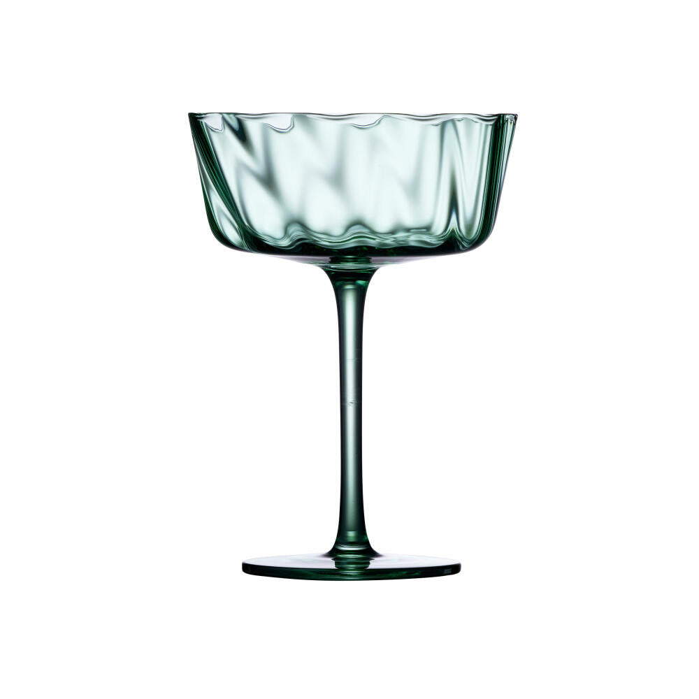 Lyngby Glas Champagne Bowl Vienna Set of 4, Champagne Bowls, Glass, Green, 350 ml, 31731