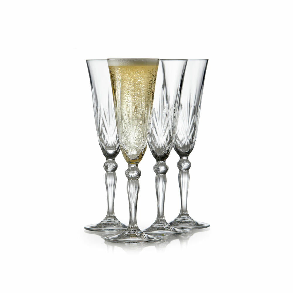 Lyngby Melodia champagne glass set of 4, crystal glass, clear, 160 ml, 916096