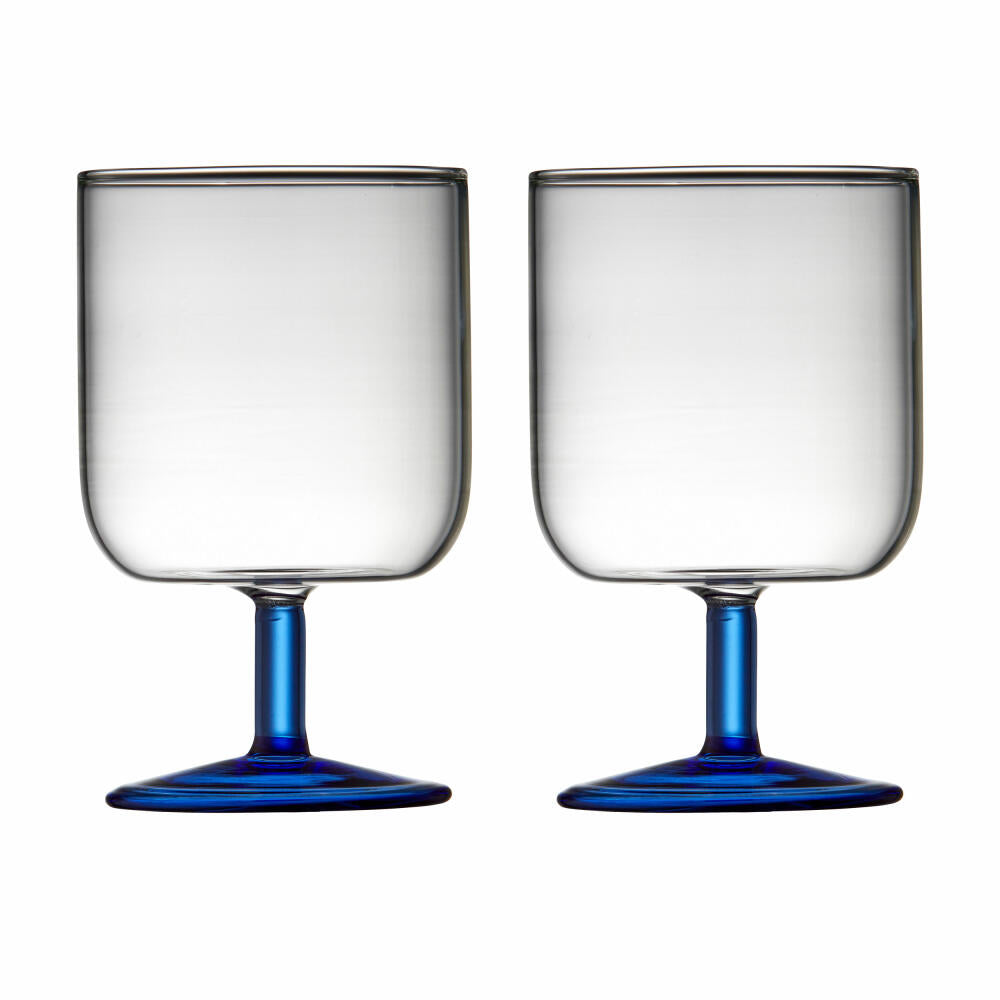 Lyngby Glas wine glass Torino set of 2, stemmed glasses, glass, clear, blue, 300 ml, 30203