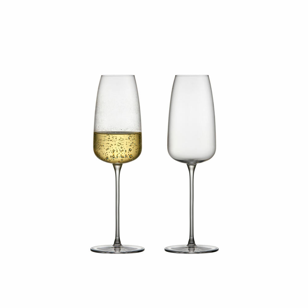 Lyngby Glass Champagne Glass Veneto Set of 2, Champagne Glasses, Glass, Transparent, 360 ml, 31512