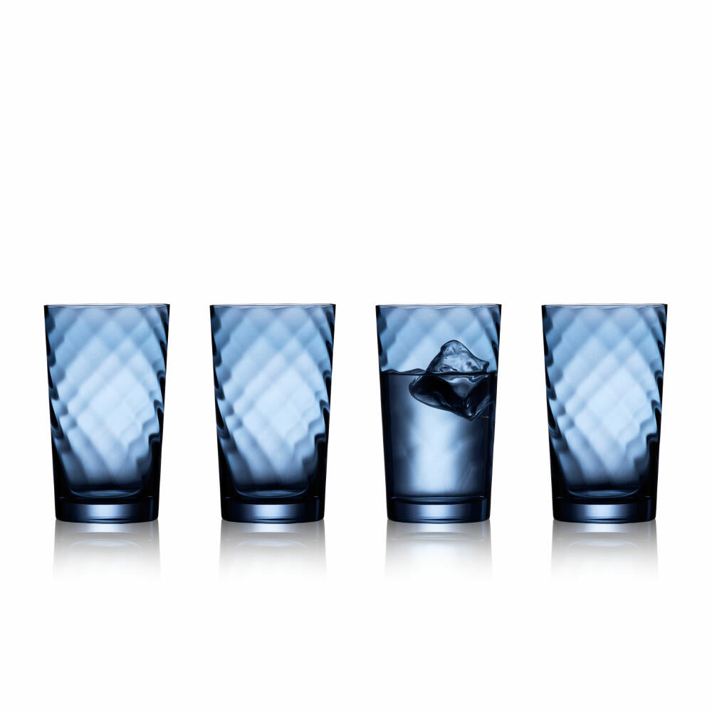 Lyngby Glas Highball Glass Vienna Set of 4, Long Drink Glasses, Glass, Blue, 450 ml, 31720