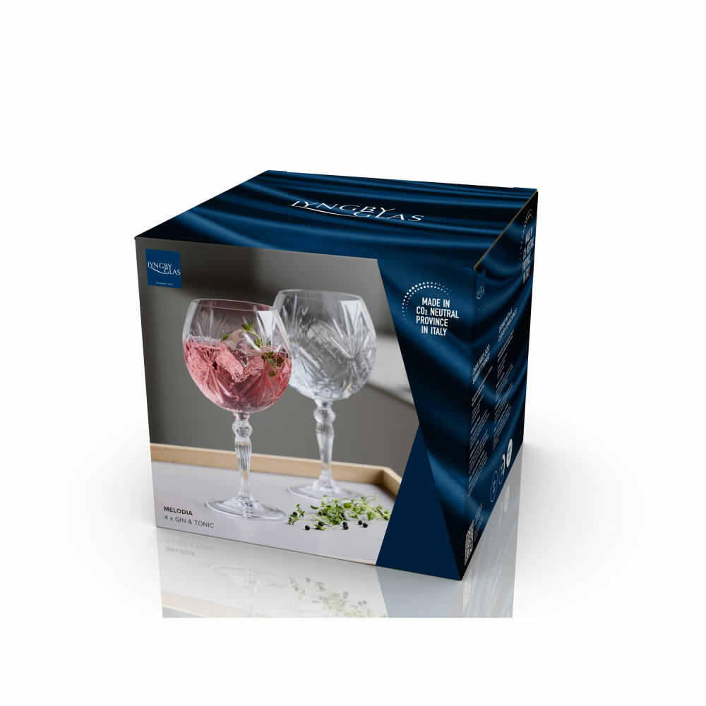 Lyngby Glass Gin &amp; Tonic Glass Melodia Set of 4, Crystal Glass, Transparent, 650 ml, 33654