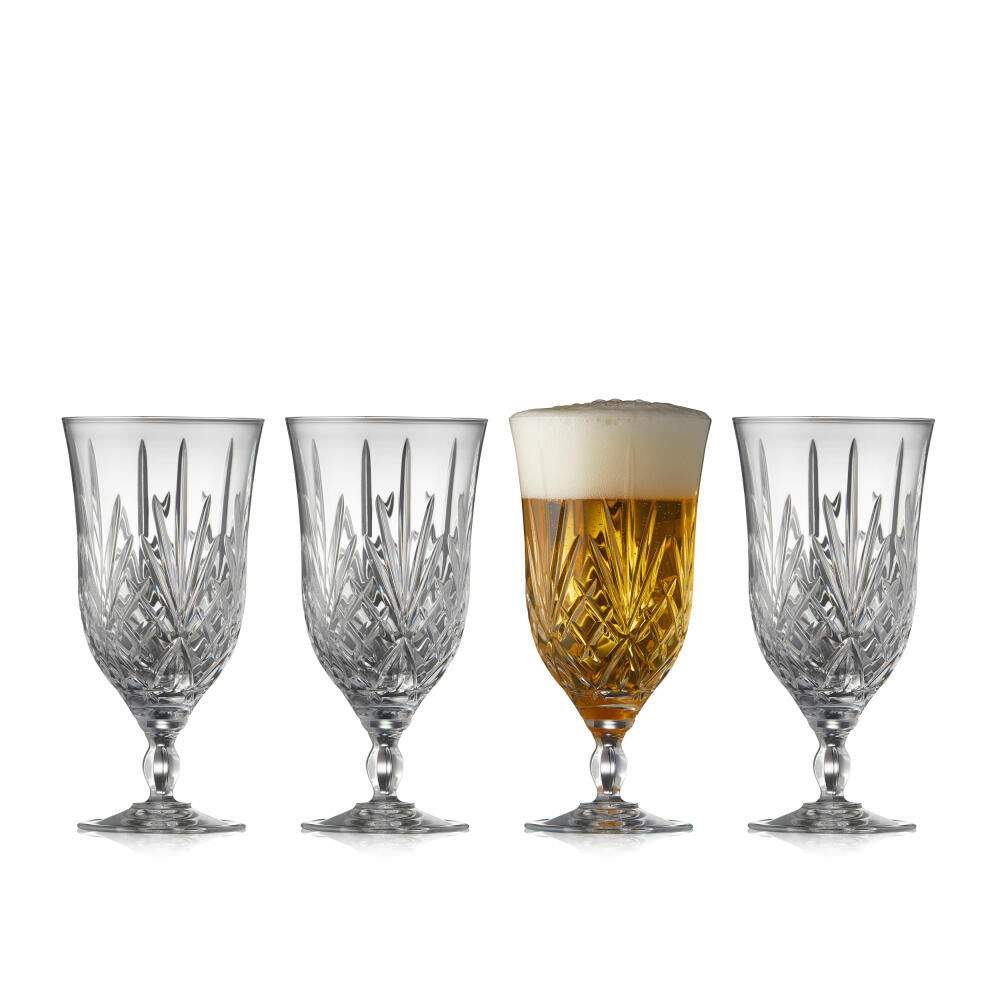 Lyngby Glass Beer Glass Melodia Set of 4, Beer Goblets, Crystal Glass, Clear, 400 ml, 916094