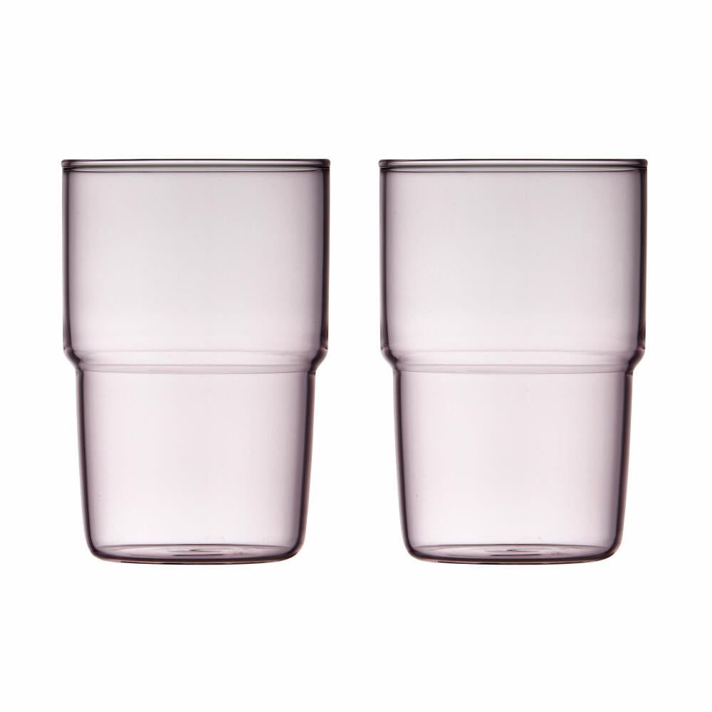 Lyngby Glas drinking glass Torino set of 2, mug, glass, pink, 400 ml, 30199