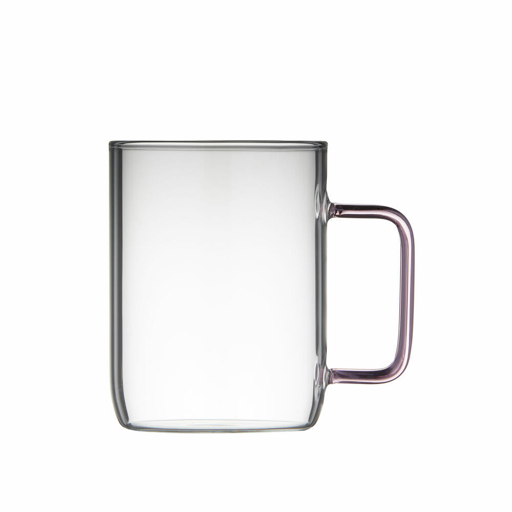 Lyngby Glas Torino glass mugs set of 2, handle mugs, glass, pink, 400 ml, 32769