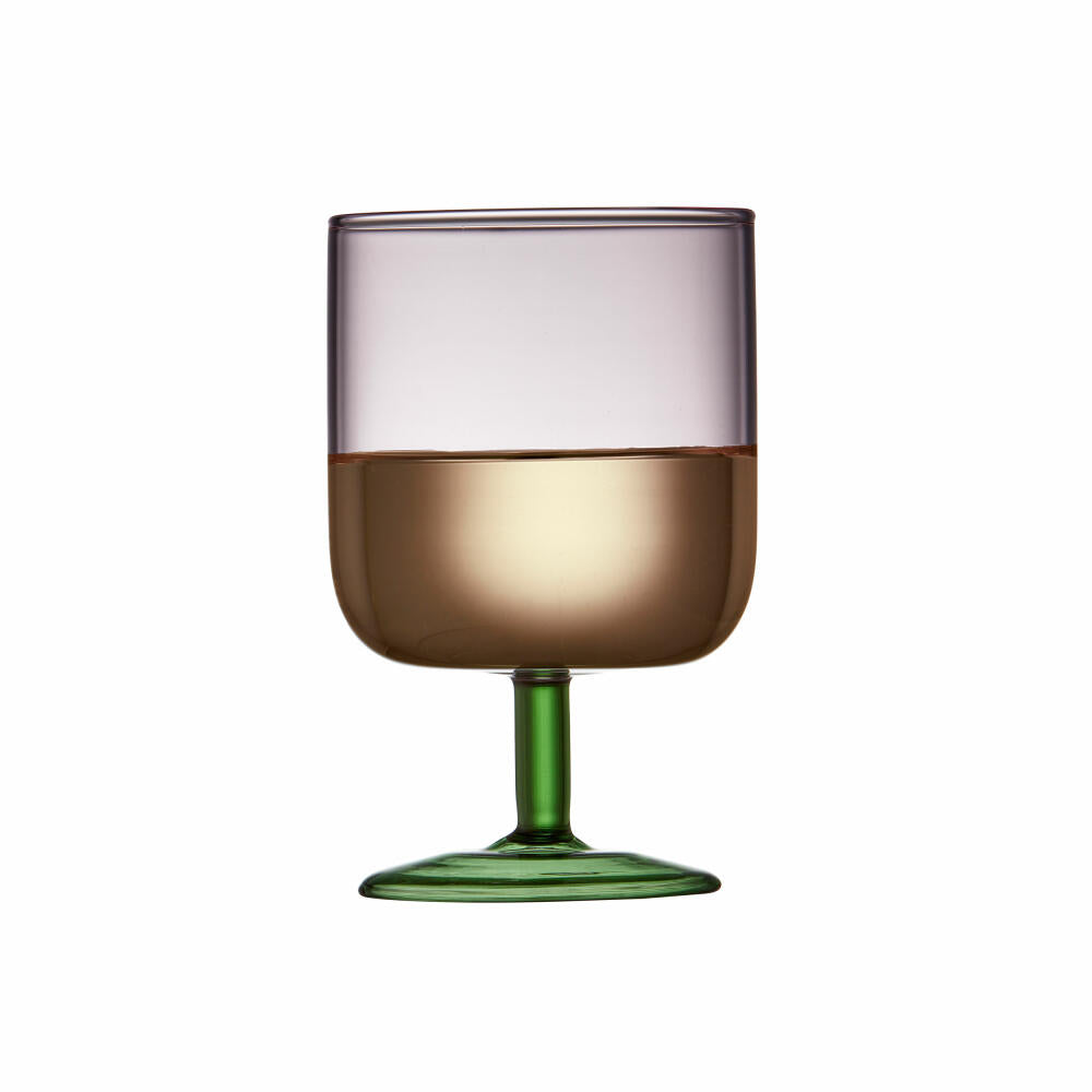 Lyngby Glas wine glass Torino set of 2, two-tone, glass, pink, green, 300 ml, 30205